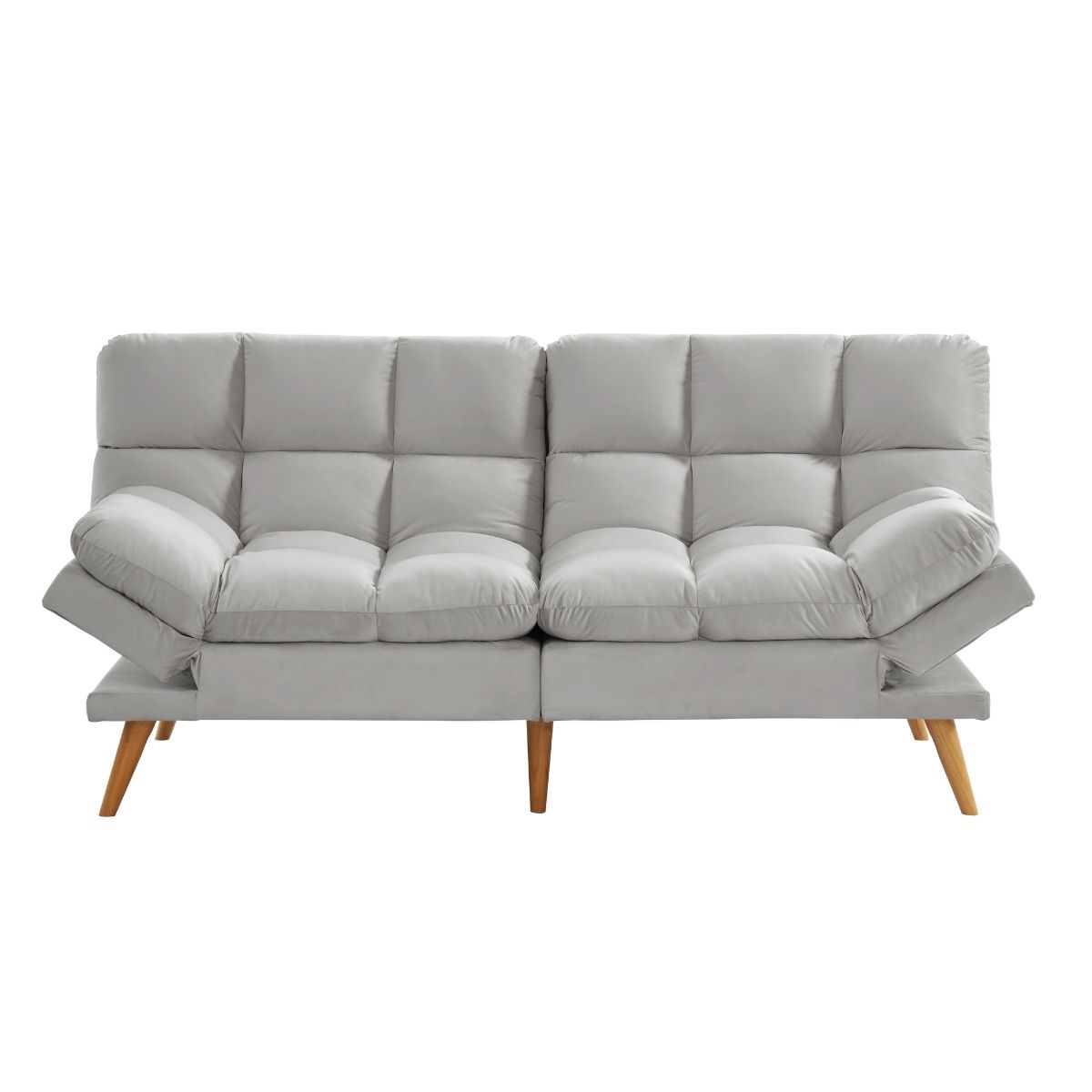 Alexa 3 Seater Velvet Sofa Bed Futon Light Grey - Cosy Abode