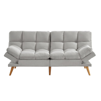 Alexa 3 Seater Velvet Sofa Bed Futon Light Grey - Cosy Abode
