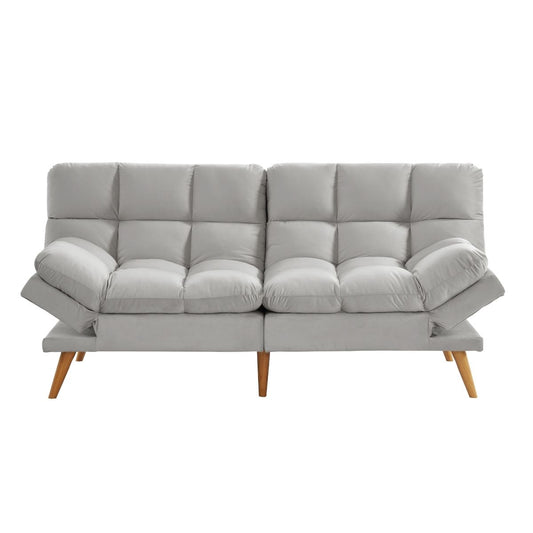 Alexa 3 Seater Velvet Sofa Bed Futon Light Grey - Cosy Abode