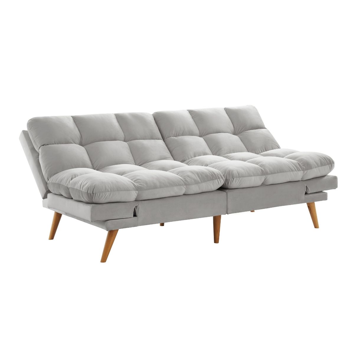 Alexa 3 Seater Velvet Sofa Bed Futon Light Grey - Cosy Abode