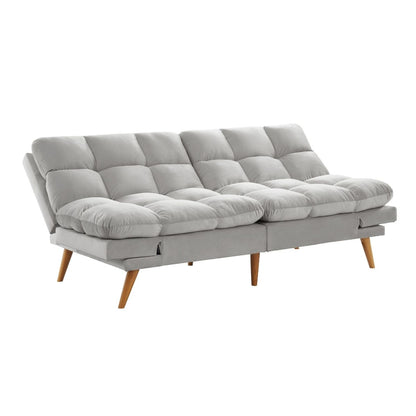 Alexa 3 Seater Velvet Sofa Bed Futon Light Grey - Cosy Abode