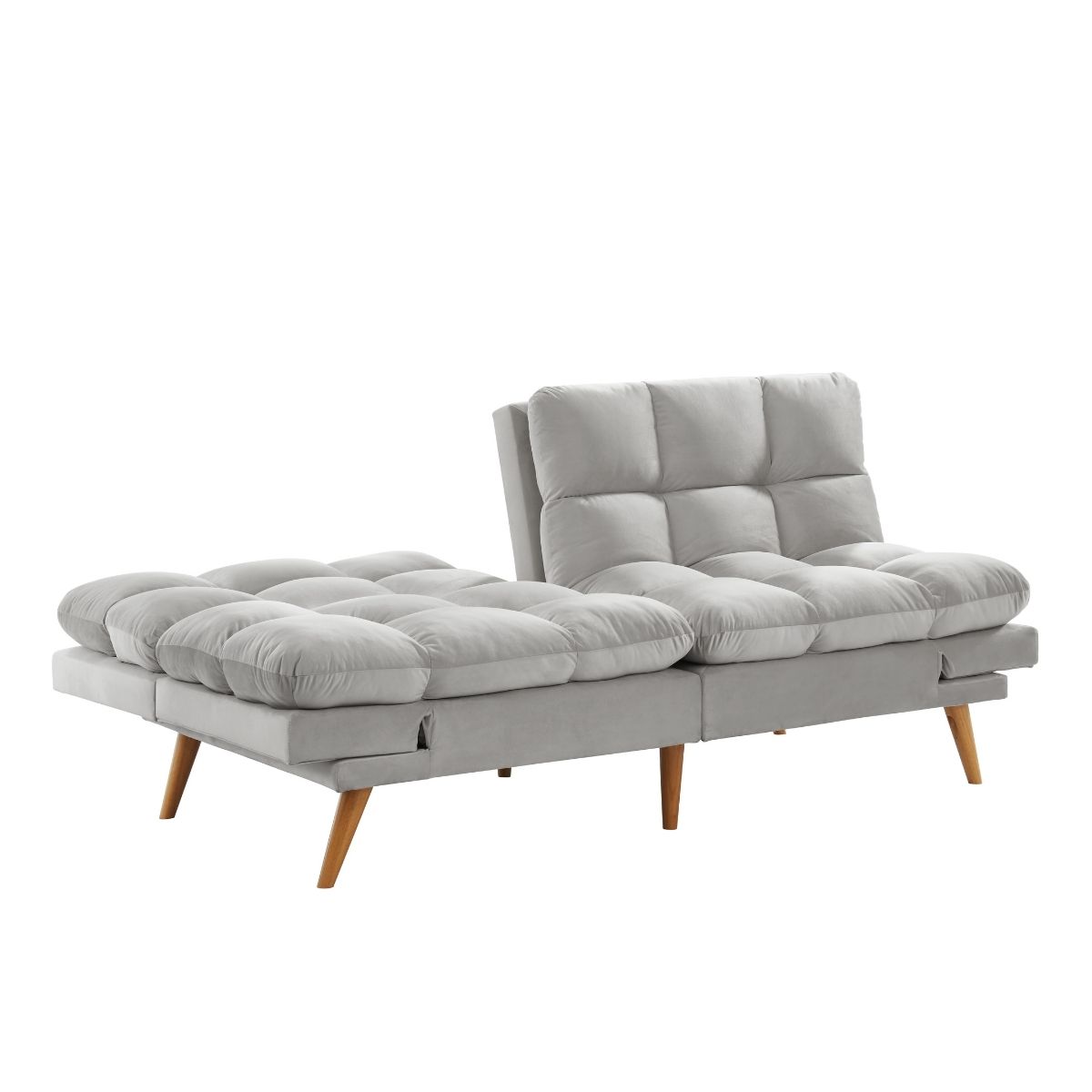 Alexa 3 Seater Velvet Sofa Bed Futon Light Grey - Cosy Abode