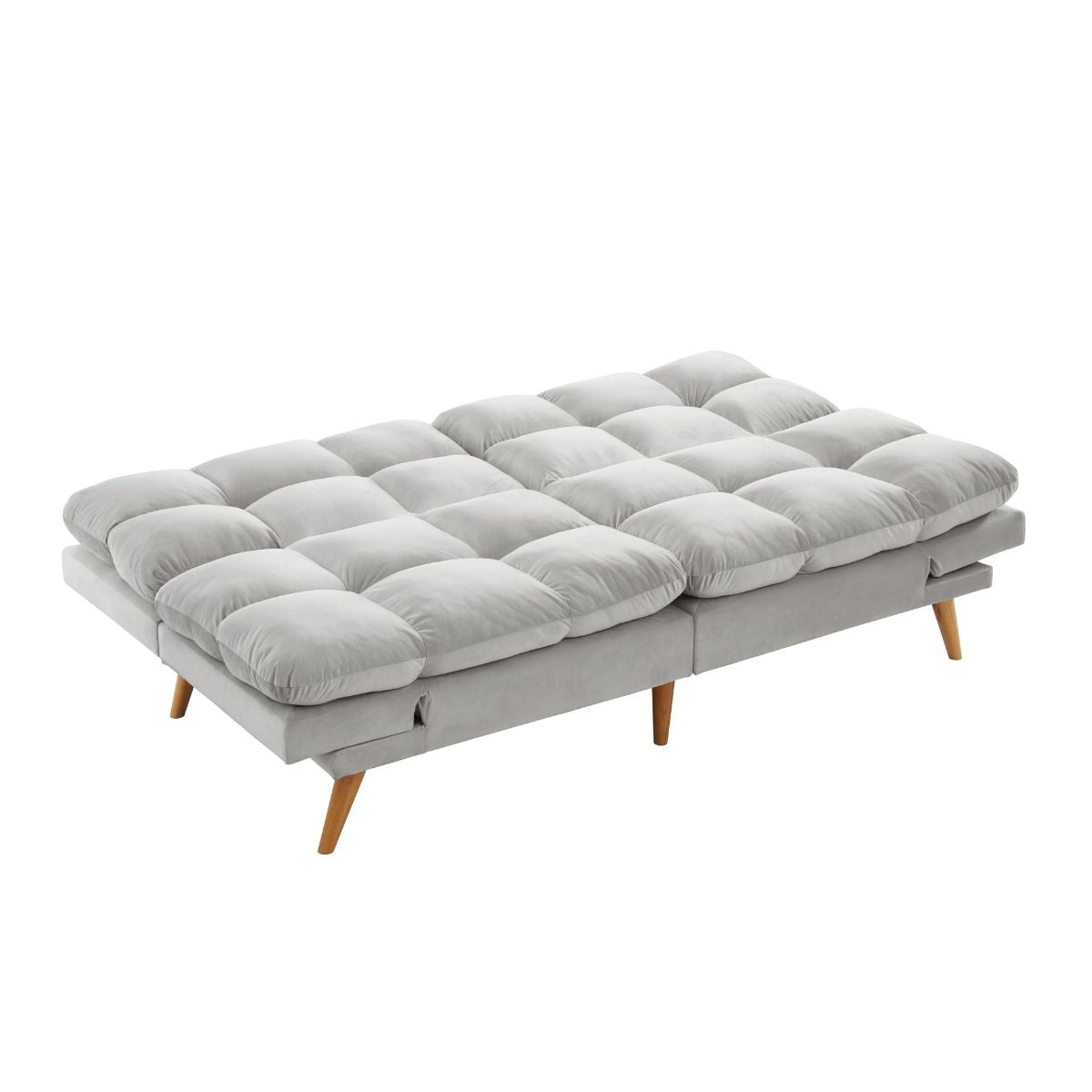 Alexa 3 Seater Velvet Sofa Bed Futon Light Grey - Cosy Abode