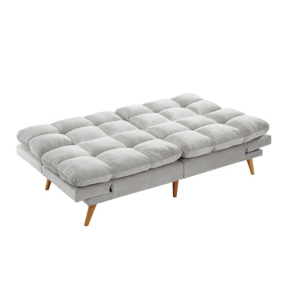 Alexa 3 Seater Velvet Sofa Bed Futon Light Grey - Cosy Abode