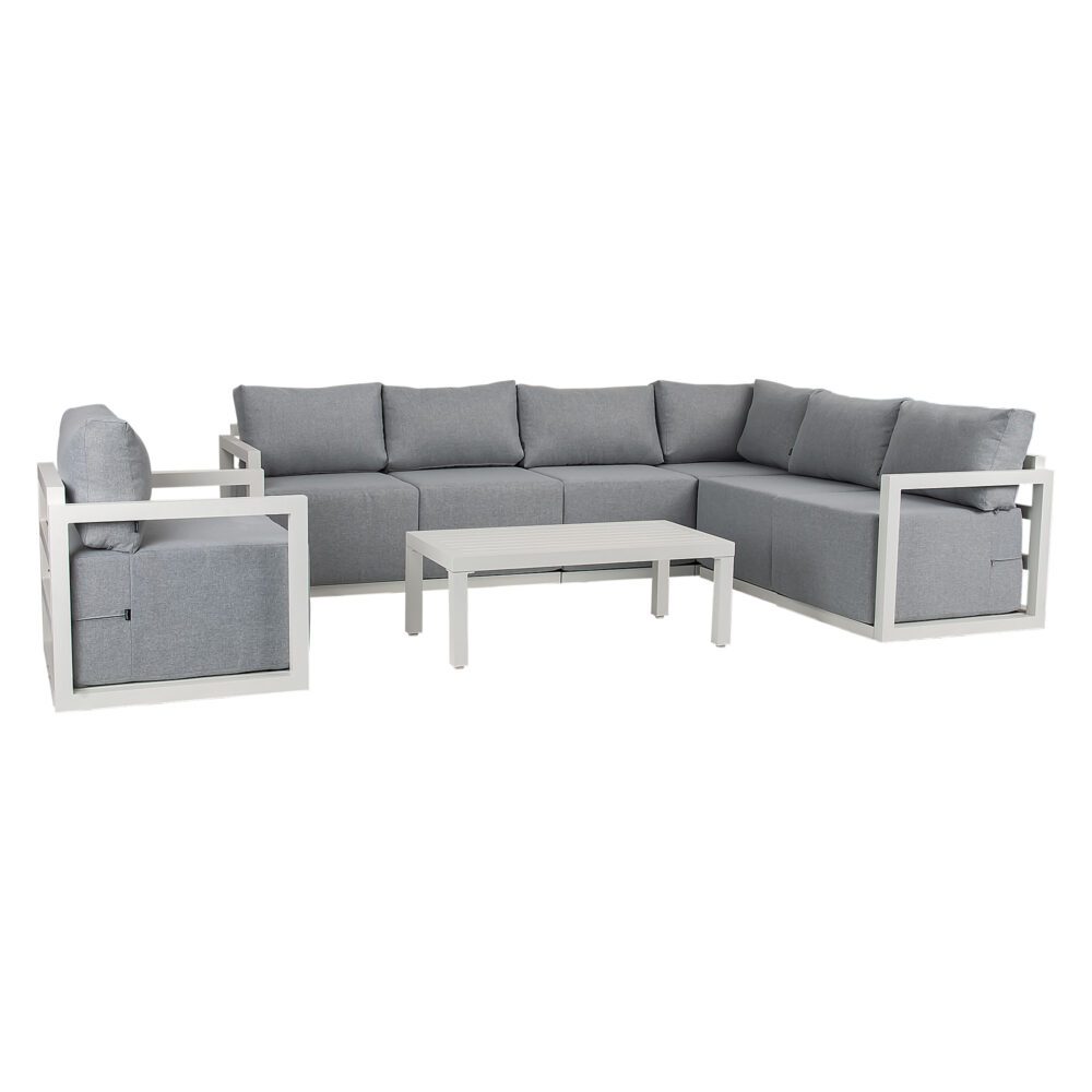 Alfresco 7-Seat Garden Lounge Set – Charcoal Grey - Cosy Abode