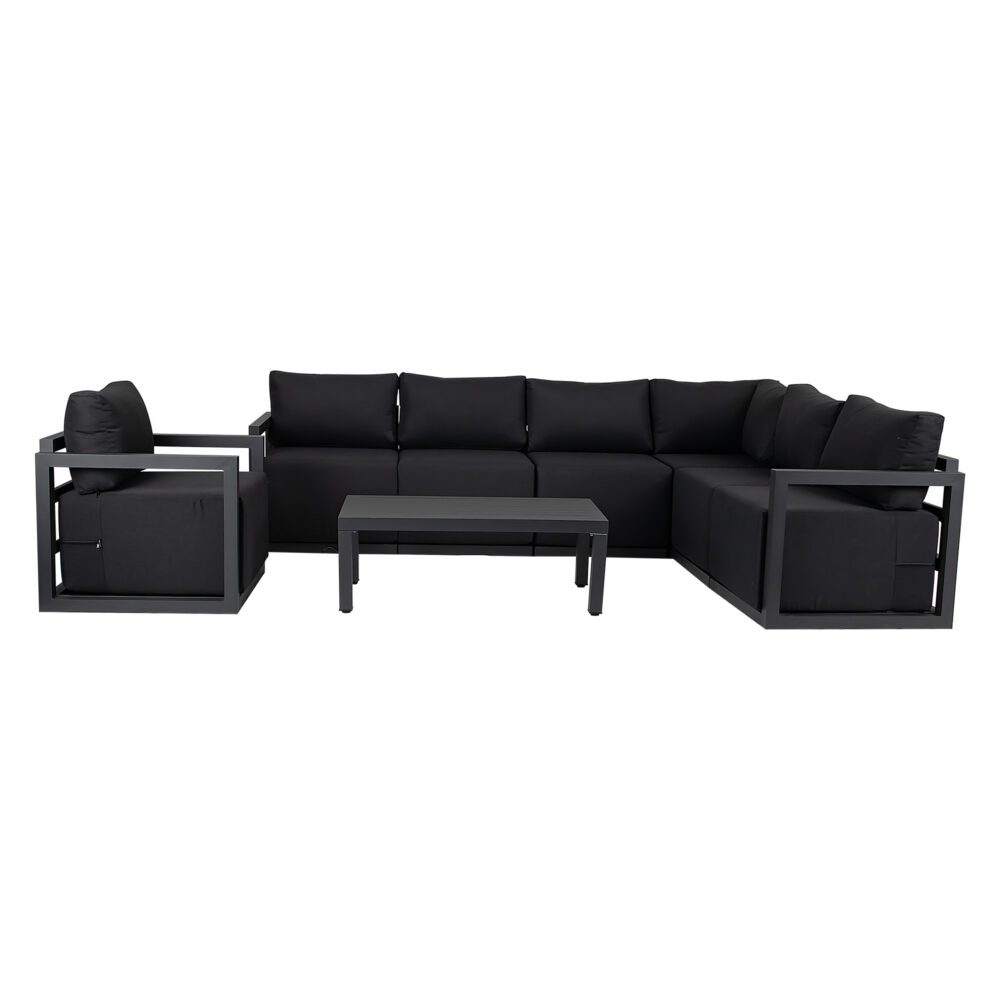 Alfresco 7-Seat Garden Lounge Set – Charcoal Grey - Cosy Abode