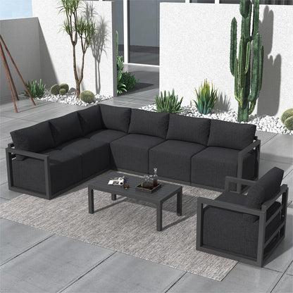 Alfresco 7-Seat Garden Lounge Set – White - Cosy Abode