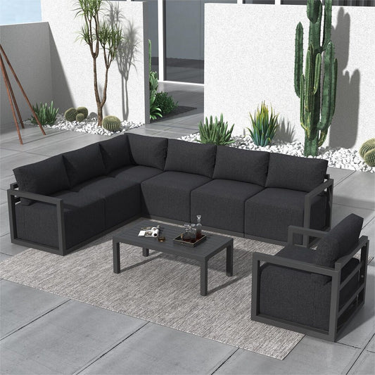 Alfresco 7-Seat Garden Lounge Set – White - Cosy Abode