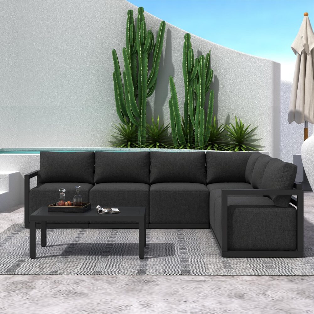 Alfresco Contemporary All-Weather Lounge Set – White - Cosy Abode