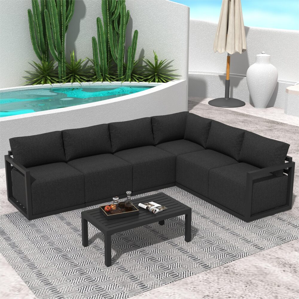 Alfresco Contemporary All-Weather Lounge Set – White - Cosy Abode