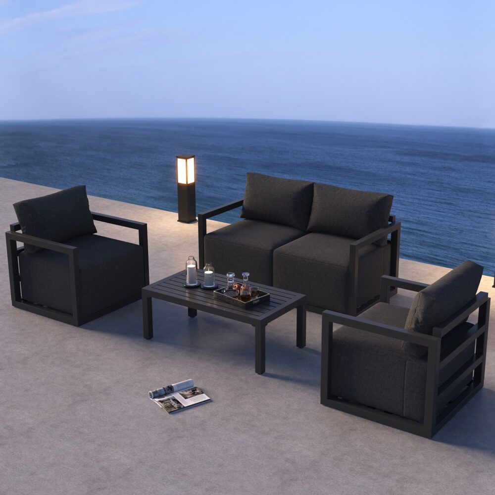 Alfresco Serenity Outdoor Lounge Set – Charcoal Grey - Cosy Abode