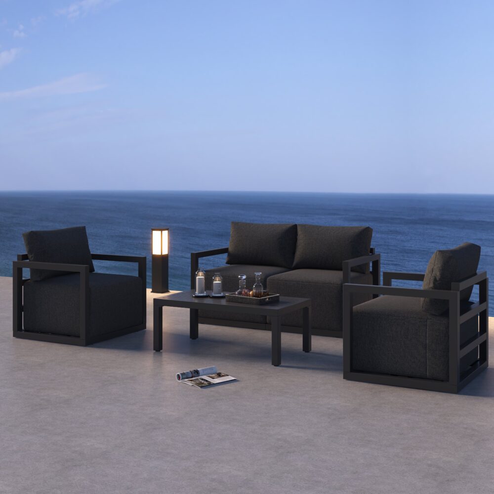 Alfresco Serenity Outdoor Lounge Set – Charcoal Grey - Cosy Abode