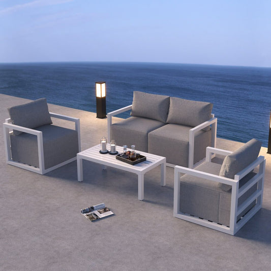 Alfresco Serenity Outdoor Lounge Set – White - Cosy Abode