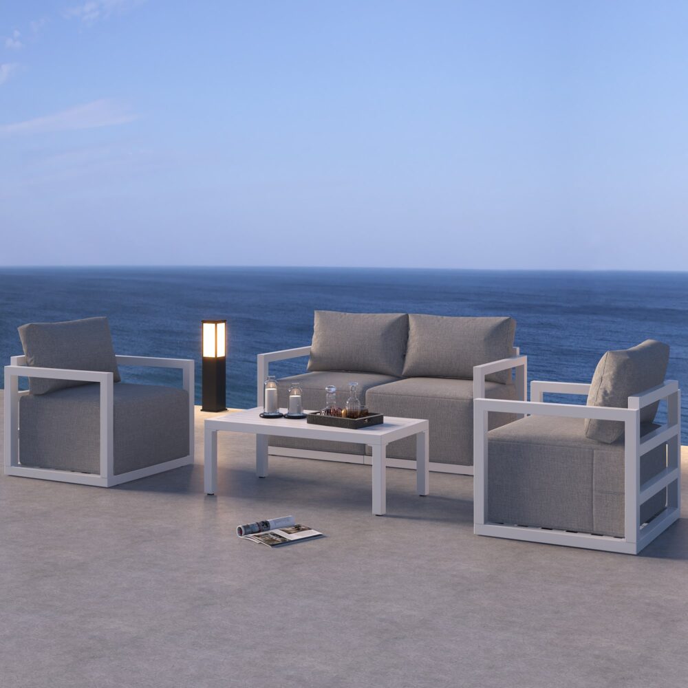Alfresco Serenity Outdoor Lounge Set – White - Cosy Abode