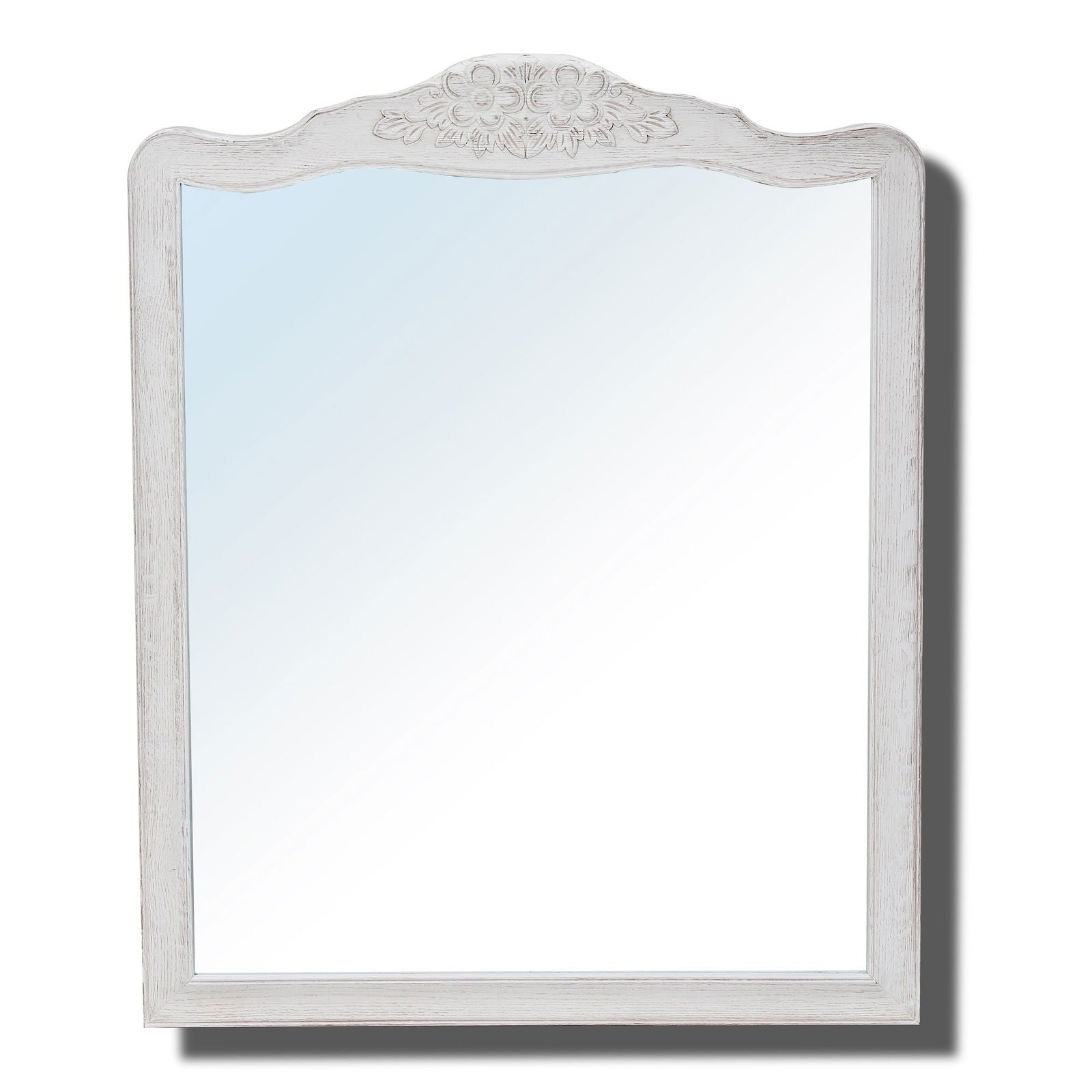 Alice Dresser & Hall Mirror Solid Oak Frame Distressed White 112cm x 90cm - Cosy Abode