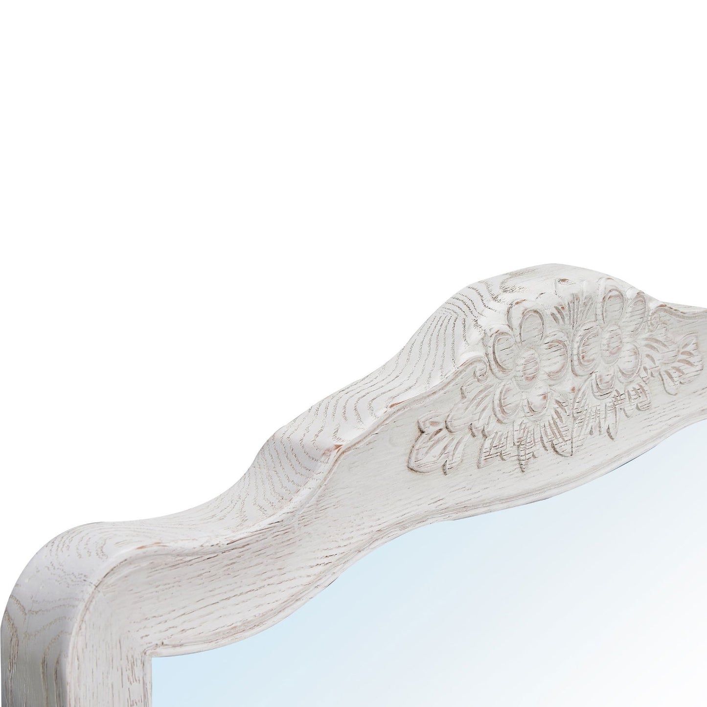 Alice Dresser & Hall Mirror Solid Oak Frame Distressed White 112cm x 90cm - Cosy Abode