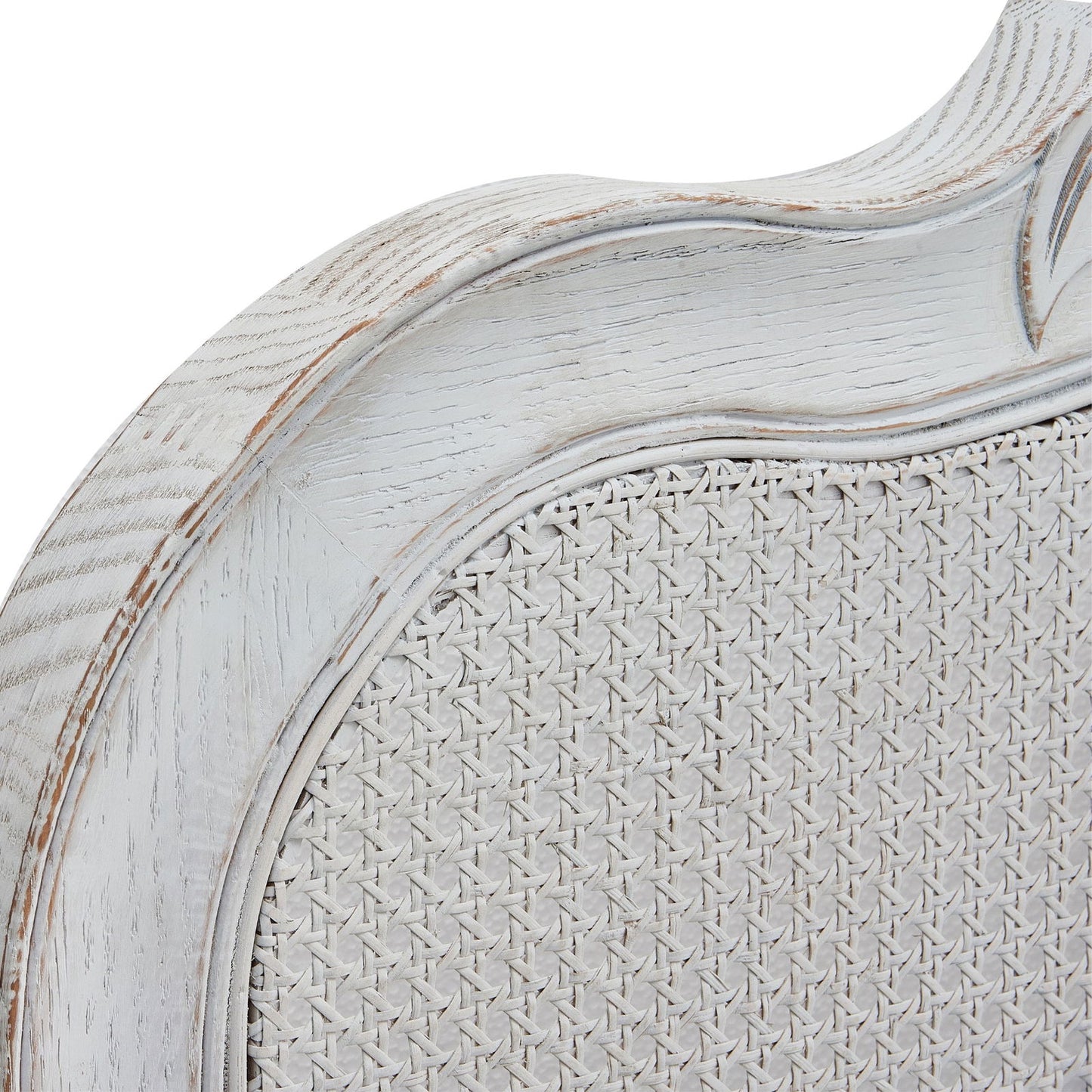 Alice King Size Bed Frame Rattan Timber Wood Mattress Base Distressed White - Cosy Abode