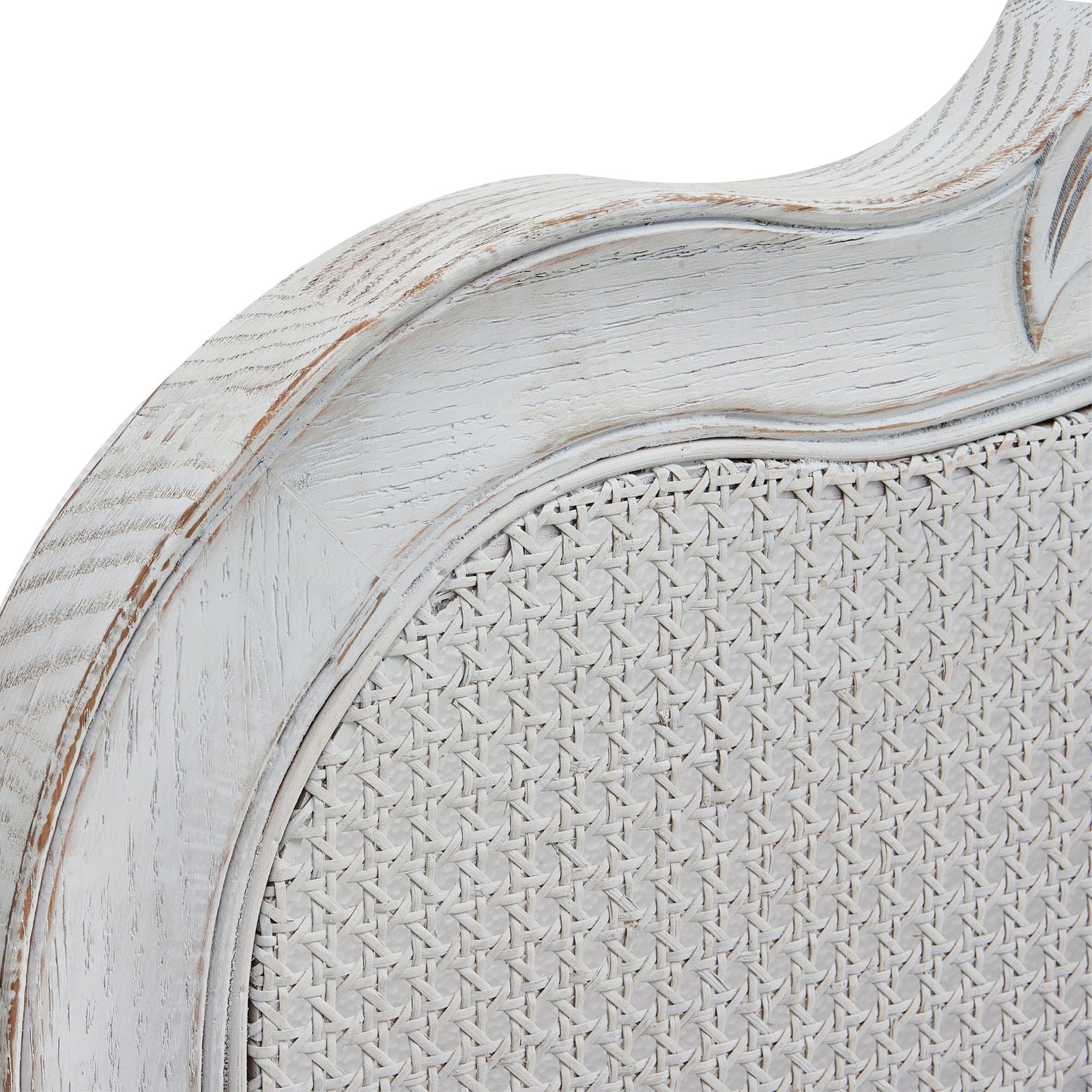 Alice King Size Bed Frame Rattan Timber Wood Mattress Base Distressed White - Cosy Abode