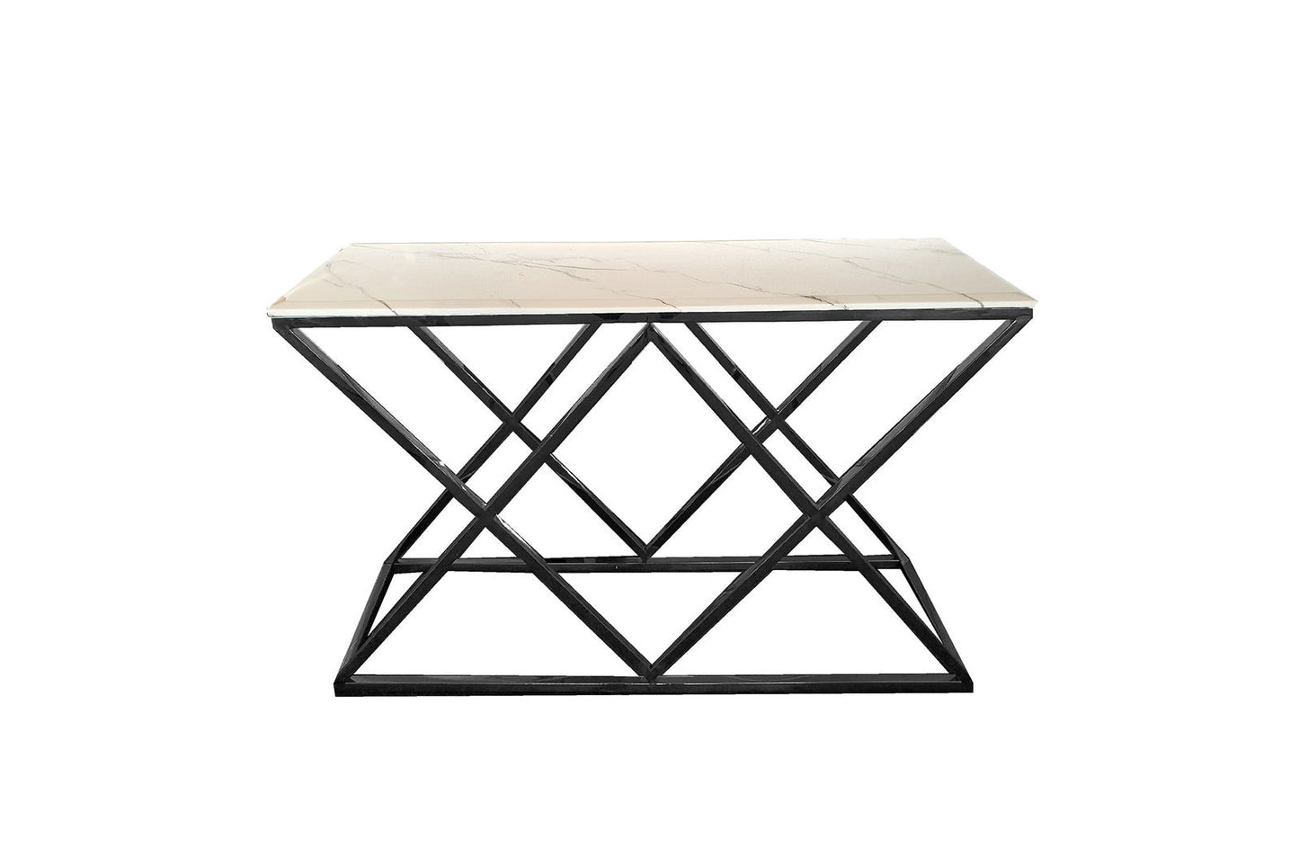 Alsea - Black Console Table With White Marble Top - Cosy Abode