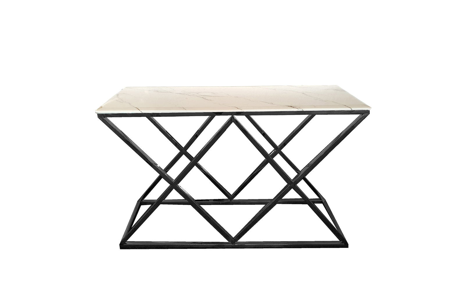 Alsea - Black Console Table With White Marble Top - Cosy Abode
