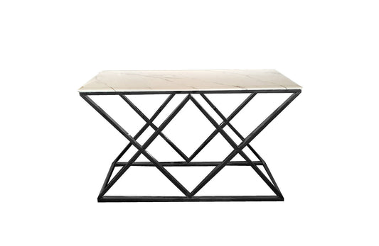 Alsea - Black Console Table With White Marble Top - Cosy Abode