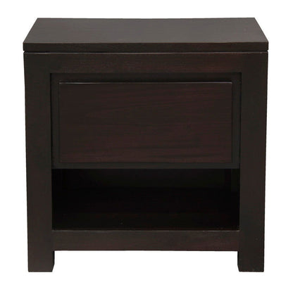 Amsterdam Solid Mahogany Timber 1 Drawer Bedside Table (Chocolate) - Cosy Abode
