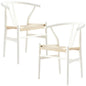 Anemone  Set of 2 Wishbone Dining Chair Beech Timber Replica Hans Wenger - White - Cosy Abode