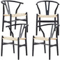 Anemone  Set of 4 Wishbone Dining Chair Beech Timber Replica Hans Wenger - Black - Cosy Abode
