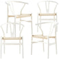 Anemone  Set of 4 Wishbone Dining Chair Beech Timber Replica Hans Wenger - White - Cosy Abode