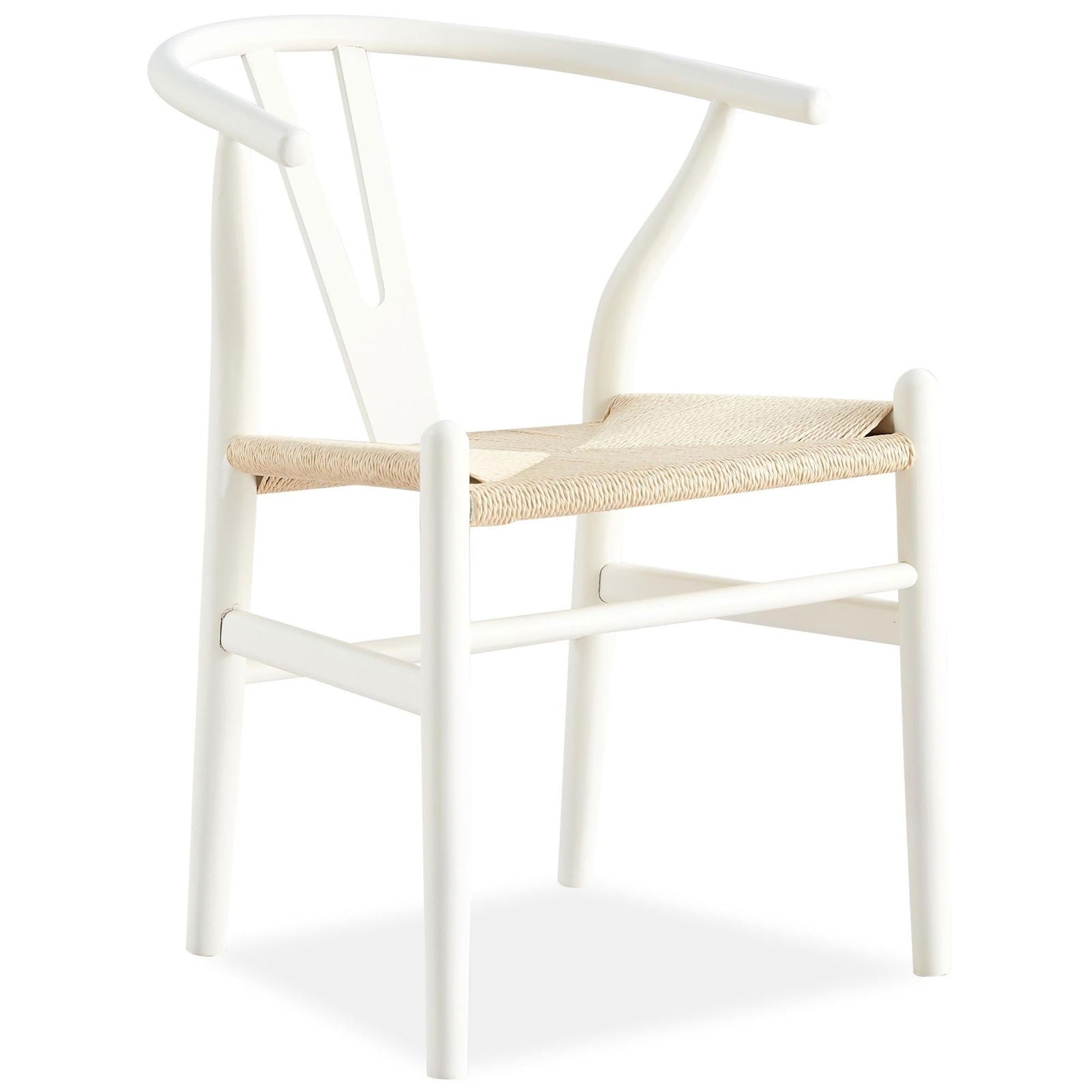 Anemone  Set of 4 Wishbone Dining Chair Beech Timber Replica Hans Wenger - White - Cosy Abode