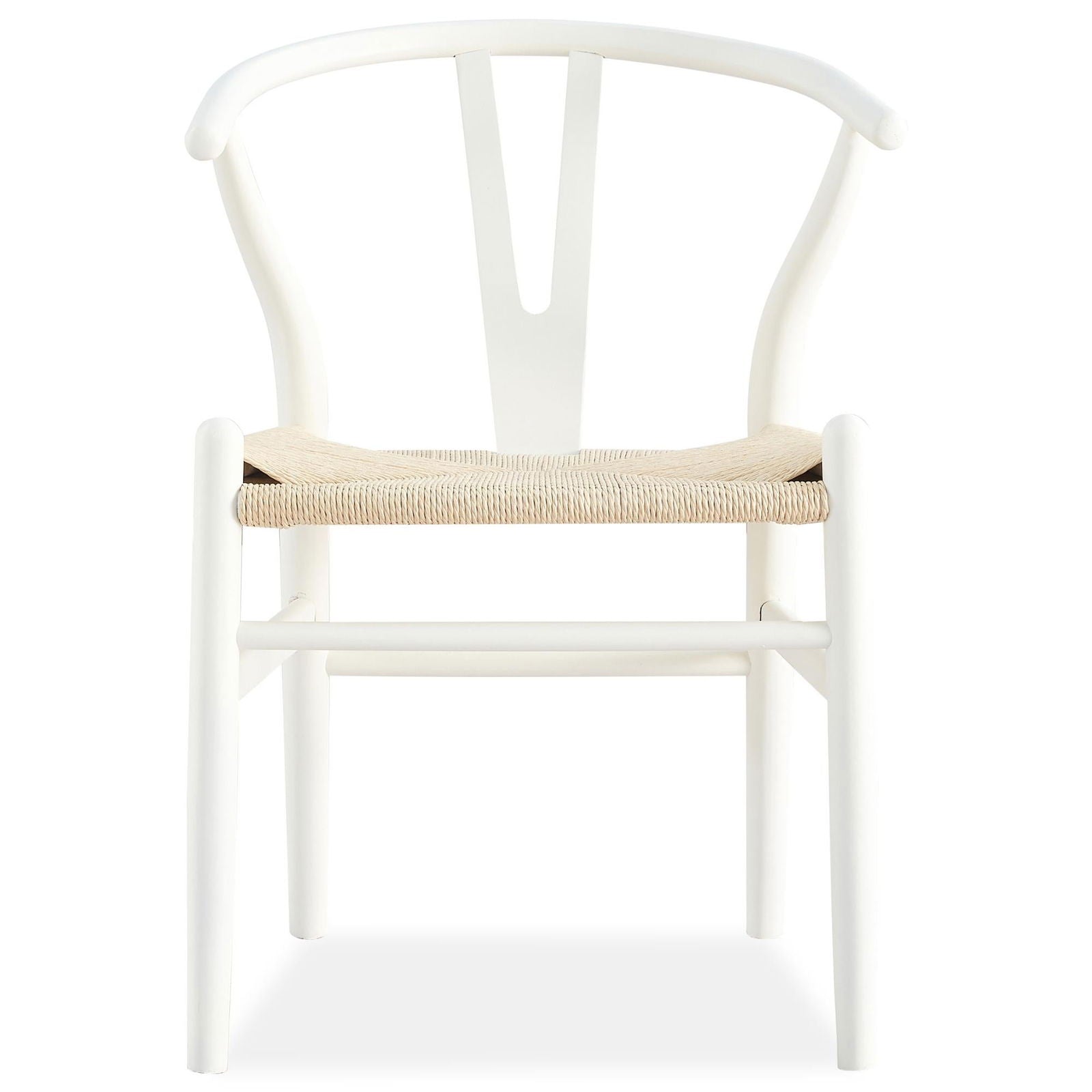 Anemone  Set of 4 Wishbone Dining Chair Beech Timber Replica Hans Wenger - White - Cosy Abode