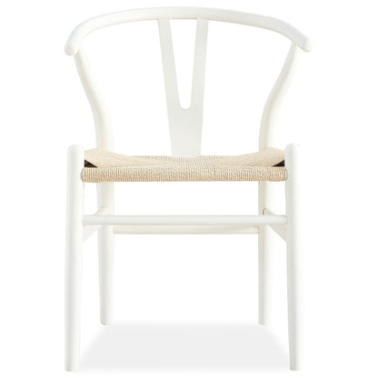 Anemone  Set of 4 Wishbone Dining Chair Beech Timber Replica Hans Wenger - White - Cosy Abode