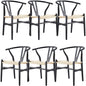 Anemone  Set of 6 Wishbone Dining Chair Beech Timber Replica Hans Wenger - Black - Cosy Abode