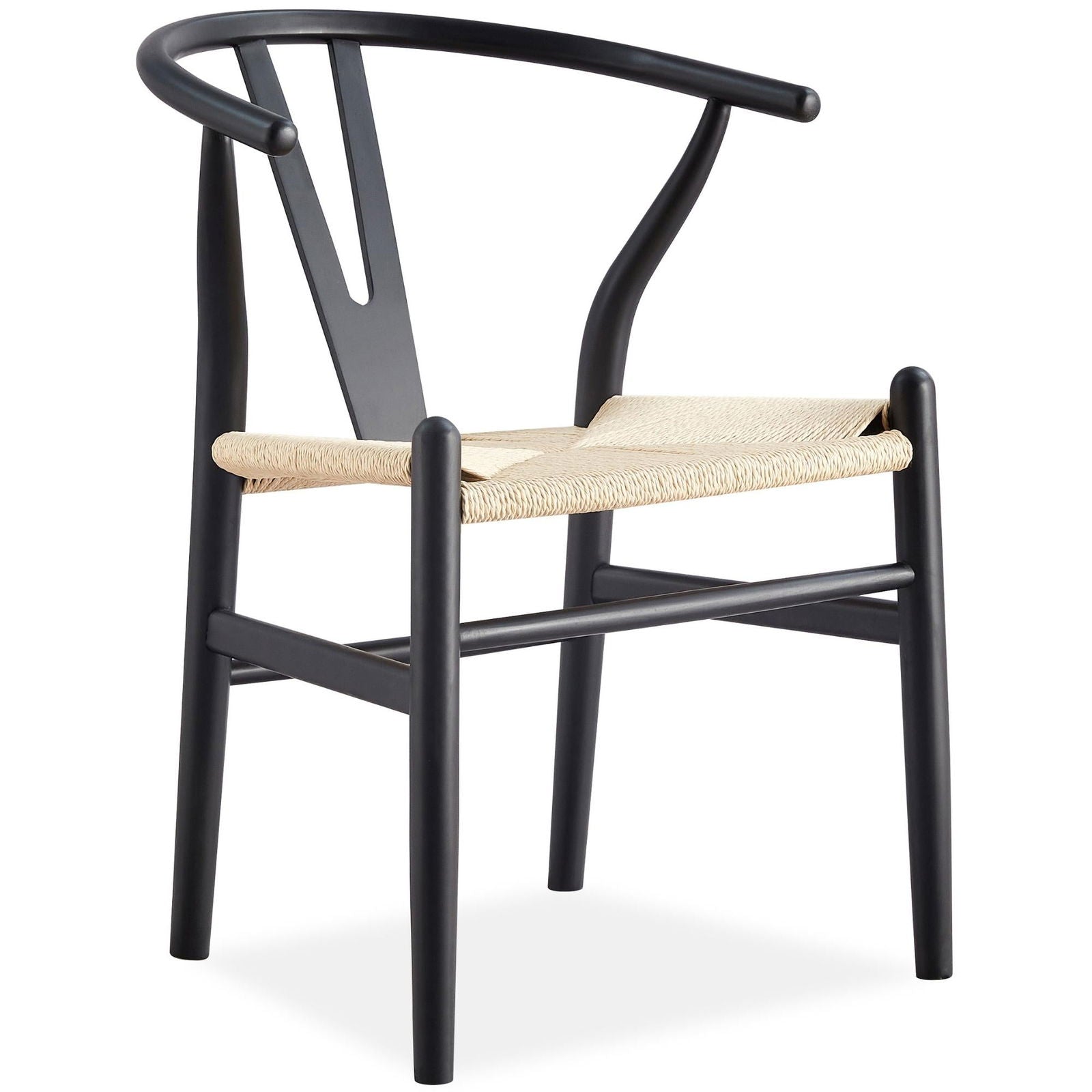 Anemone  Set of 6 Wishbone Dining Chair Beech Timber Replica Hans Wenger - Black - Cosy Abode