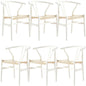 Anemone  Set of 6 Wishbone Dining Chair Beech Timber Replica Hans Wenger - White - Cosy Abode