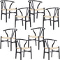 Anemone  Set of 8 Wishbone Dining Chair Beech Timber Replica Hans Wenger - Black - Cosy Abode