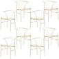 Anemone  Set of 8 Wishbone Dining Chair Beech Timber Replica Hans Wenger - White - Cosy Abode