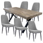 Anika 7pc Dining Set 180cm Table 6 Fabric Chair - Grey Smoke - Cosy Abode