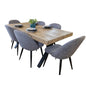 Anika 7pc Dining Set 180cm Table 6 Fabric Chair Fog - Smoke - Cosy Abode