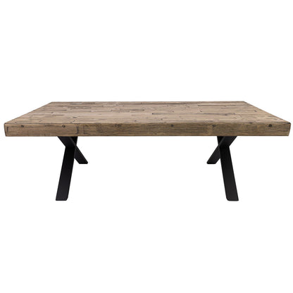 Anika Coffee Table 132cm Laminated Solid Pine Top Metal Leg - Smoke - Cosy Abode