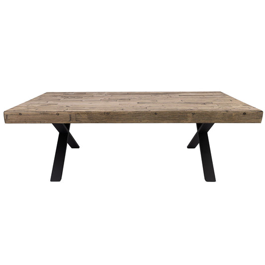 Anika Coffee Table 132cm Laminated Solid Pine Top Metal Leg - Smoke - Cosy Abode