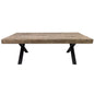 Anika Coffee Table 132cm Laminated Solid Pine Top Metal Leg - Smoke - Cosy Abode