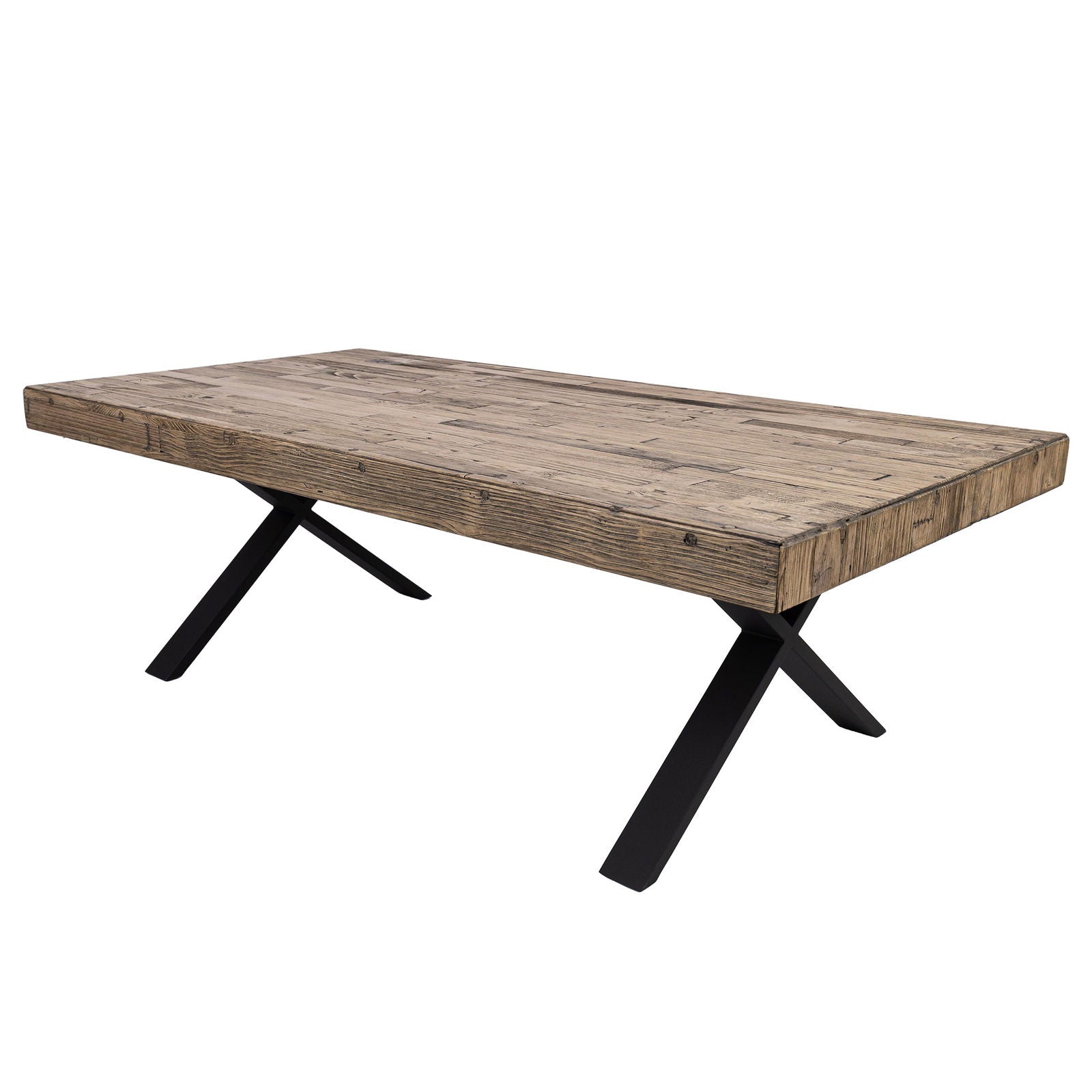Anika Coffee Table 132cm Laminated Solid Pine Top Metal Leg - Smoke - Cosy Abode