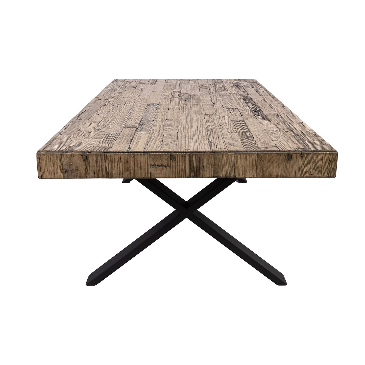 Anika Coffee Table 132cm Laminated Solid Pine Top Metal Leg - Smoke - Cosy Abode