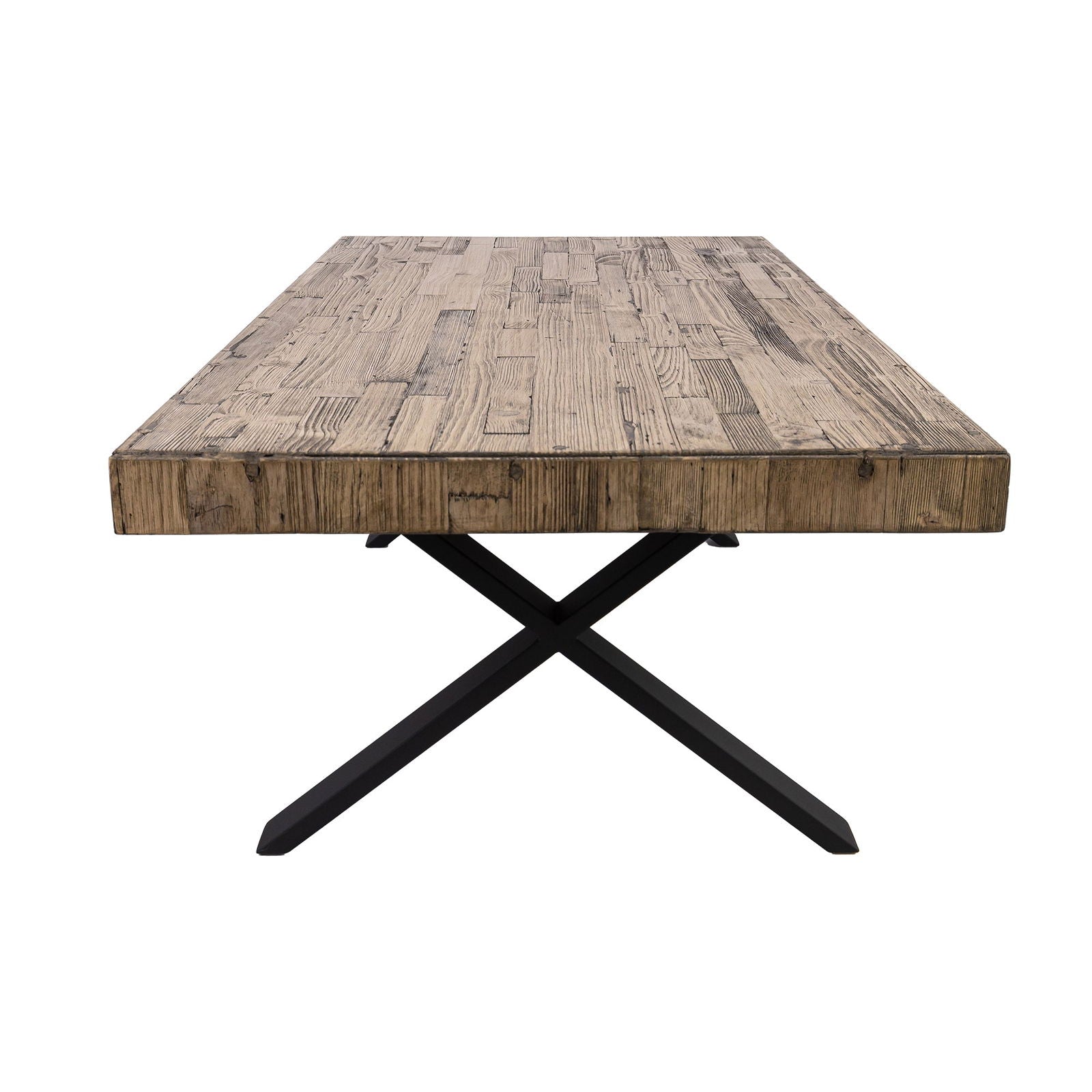 Anika Coffee Table 132cm Laminated Solid Pine Top Metal Leg - Smoke - Cosy Abode