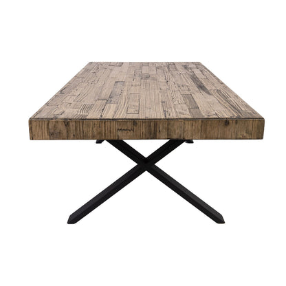 Anika Coffee Table 132cm Laminated Solid Pine Top Metal Leg - Smoke - Cosy Abode
