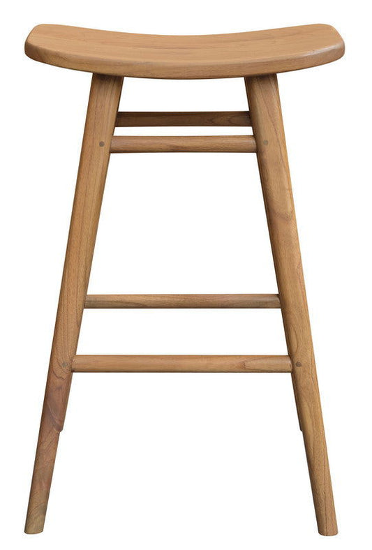Aria Oval Solid Mindi Kitchen Counter Stool (Natural) - Cosy Abode