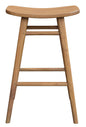 Aria Oval Solid Mindi Kitchen Counter Stool (Natural) - Cosy Abode