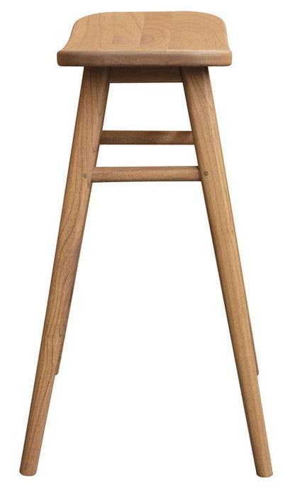 Aria Oval Solid Mindi Kitchen Counter Stool (Natural) - Cosy Abode