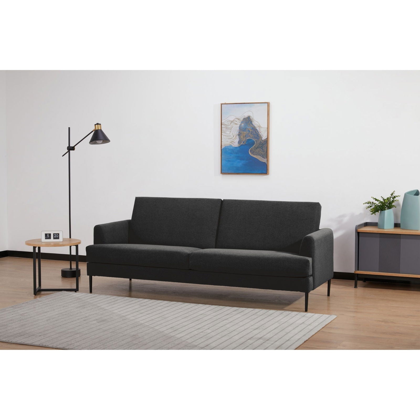 Ariya 3 Seater Sofa Fabric Uplholstered Lounge Couch - Charcoal - Cosy Abode